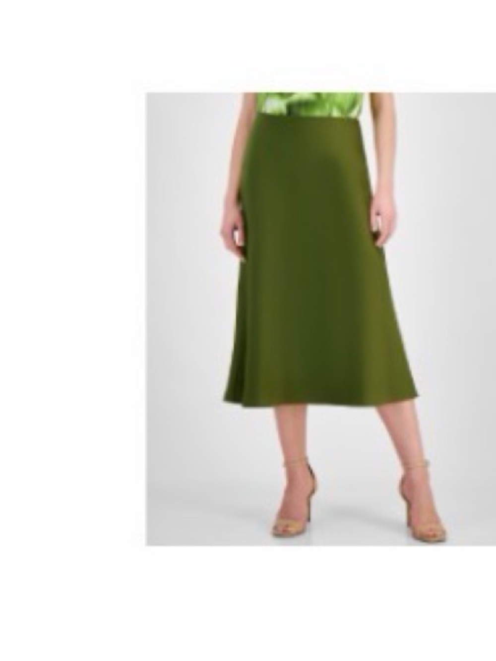 Ann Klein Olive Midi A-Line Skirt - Women